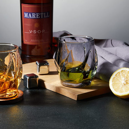 ANBFF Whiskey Glasses Set of 2, 8.5 OZ Twisted Crystal Rocks Glasses