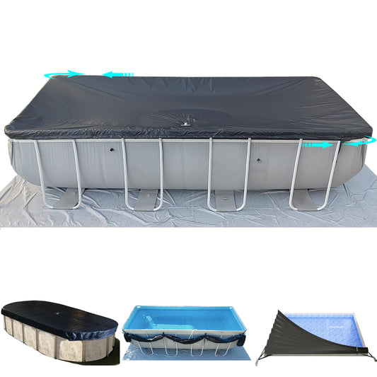 SIHAIAN 16x28Ft Oval Pool Cover UV Weather Resistant Side Storage