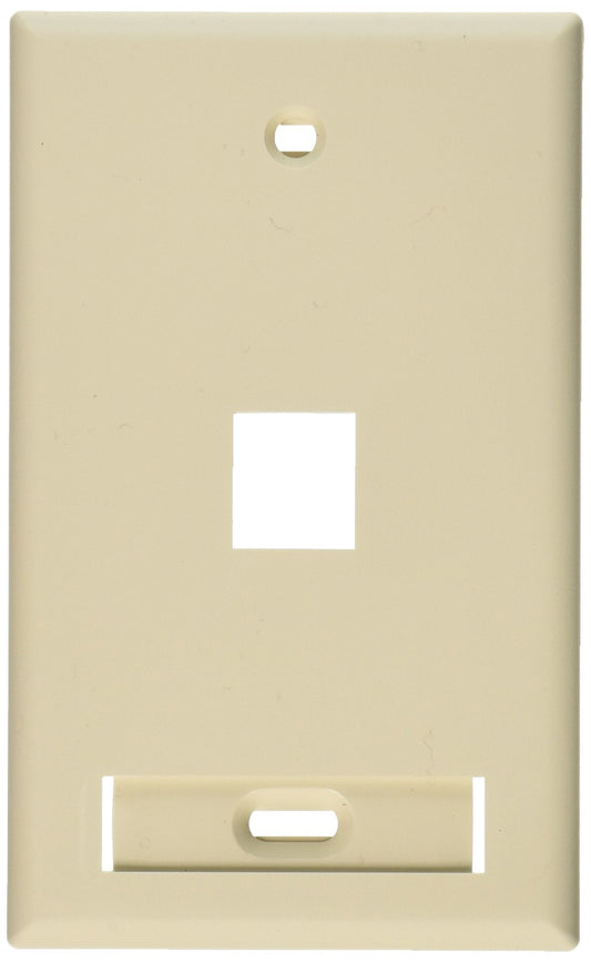 Leviton QuickPort Wallplate with ID Window Single Gang 1-Port Light Almond