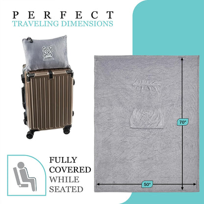 Commollis 2-in-1 Travel Blanket & Pillow Lightgray Compact Warm All-Season