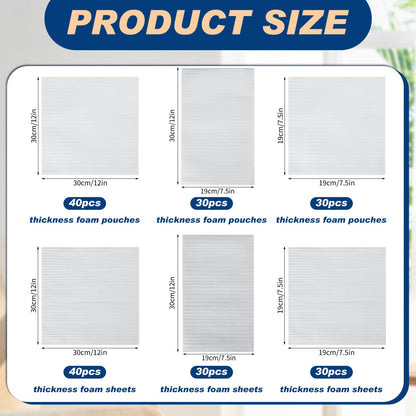 Berlune 200pcs Foam Sheets Packing Cushioning Supplies 7.5x7.5,7.5x12,12x12