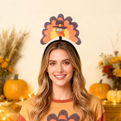 Doneace Thanksgiving Turkey Headband Women Fall Party Costume Hair Accessory