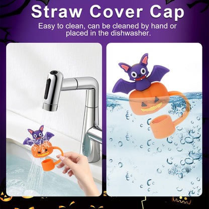 LmashRbaiw 6PCS Silicone Ghost Straw Toppers for Stanley Cups Halloween