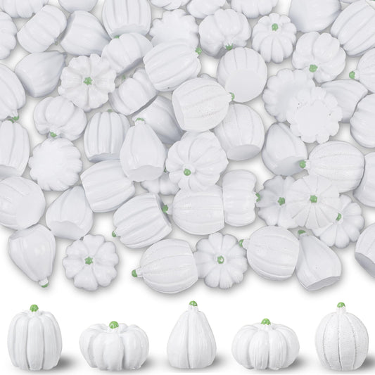 winemana Mini Pumpkins Fall Decorations 80 Pack White Resin Small