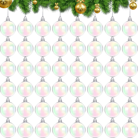 Haawooky 50 PCS Iridescent Plastic Ornaments Balls 2.36 Inch Clear Rainbow