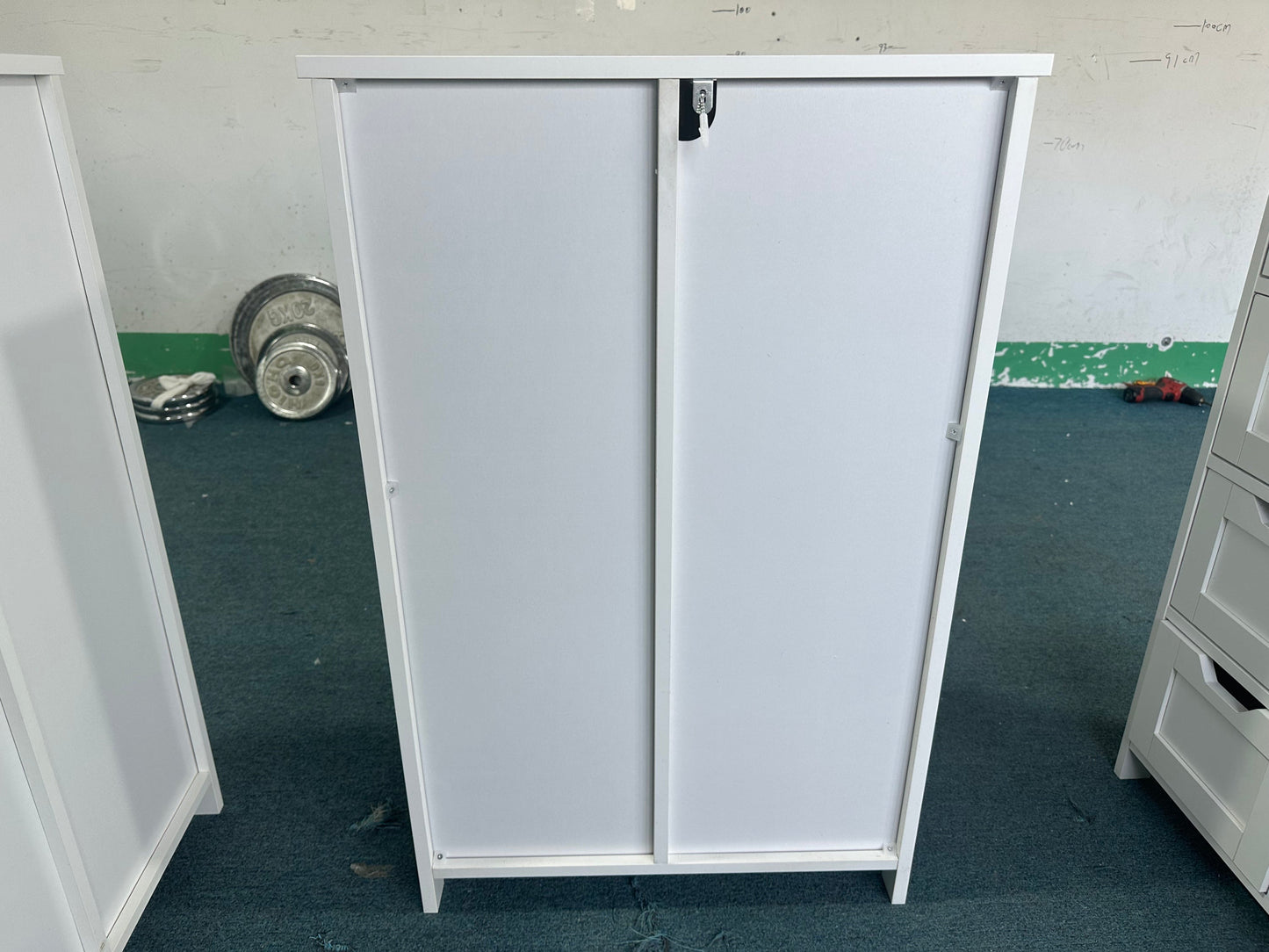 Bathroom Storage Cabinet with 4 Drawers and 1 Door, Freestanding Wooden Floor Organizer for Bathroom, Narrow Storage Cabinet for Small Spaces, Entryway, Living Room or Hallway, White
