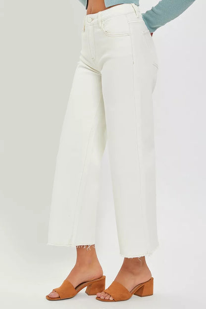 RISEN Tummy Control High Rise Crop Wide Jeans
