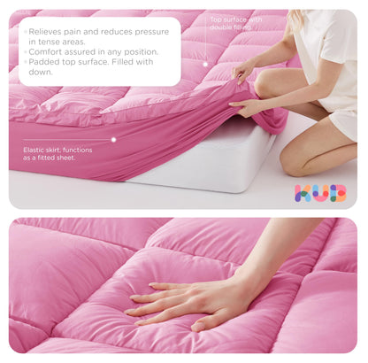 KUB Cotton Mattress Topper Cooling Pillow Top White Queen 80x60in