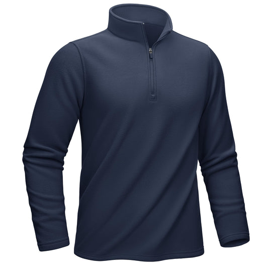 KEFITEVD Mens Quarter Zip Pullover Stand Collar Fleece Sweater Navy Size XL