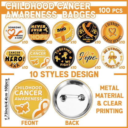 PullCrease Childhood Cancer Awareness Kit 400 Pcs Gold Ribbon Pens Bracelets