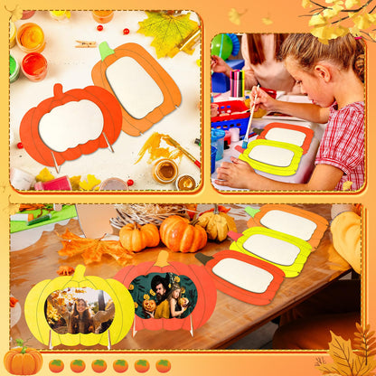 Geelin 6 Pack Wooden Pumpkin Picture Frames Unfinished 5.5x7.48in Fall Decor