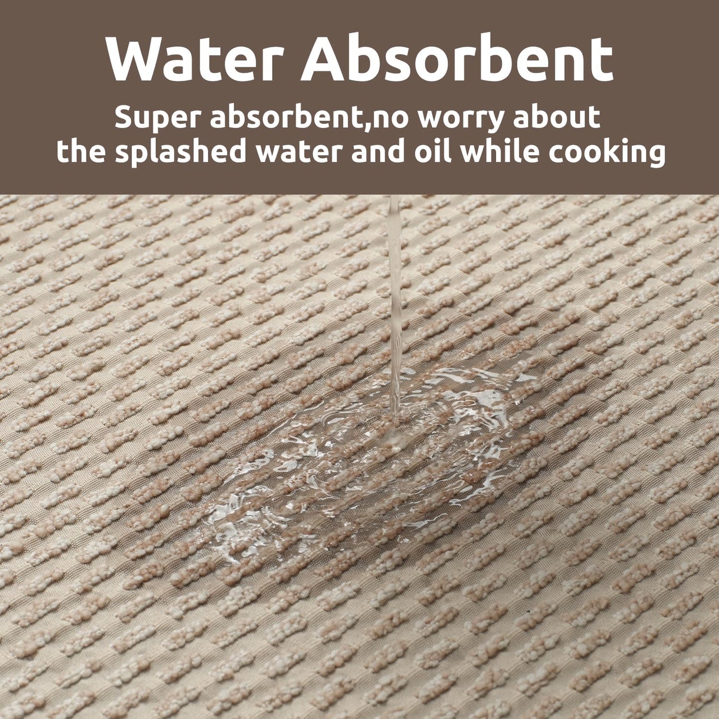 AMOAMI Kitchen Mat Rug Non Slip Machine Washable 20x47 Light Tan