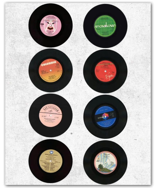 ZUKIY Retro Vinyl Record Wall Set 8x10 Vintage Music Posters 8 Prints