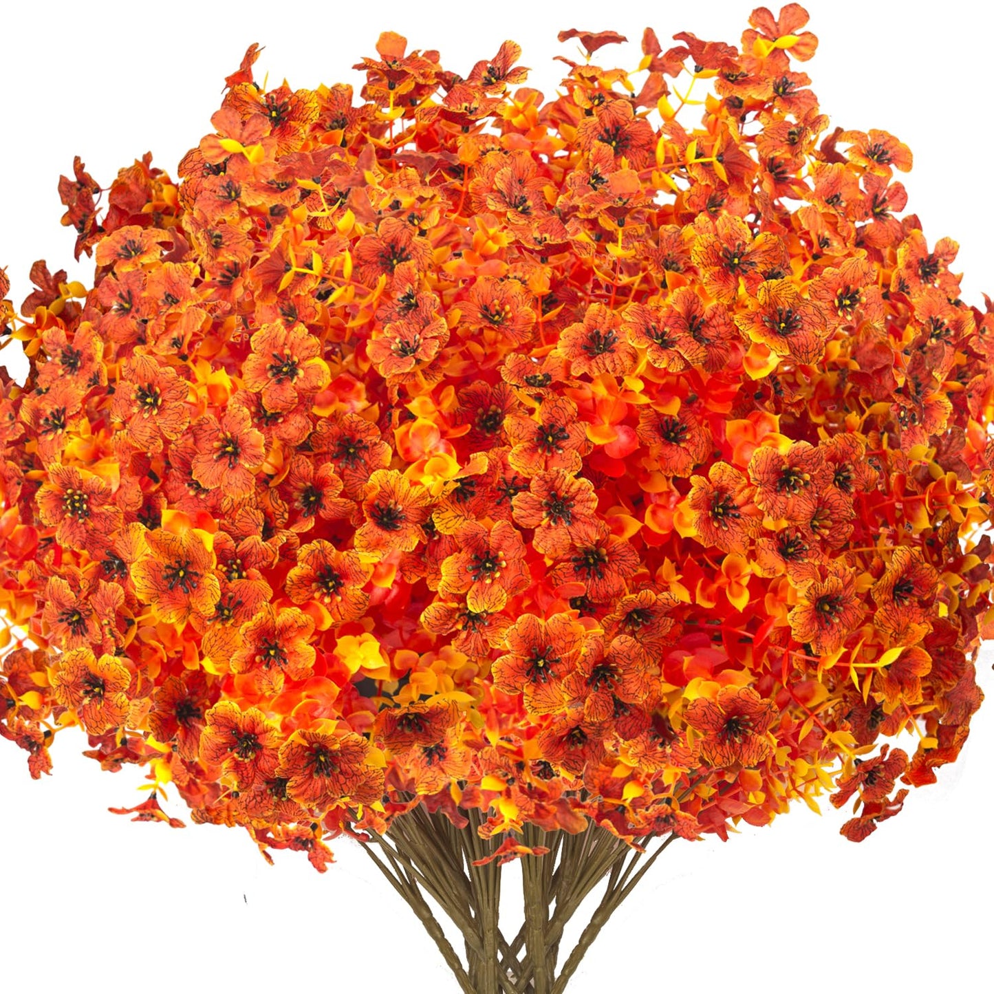 Grunyia 16 Bundles Artificial Fall Flowers Orange 16in UV Resistant Plastic