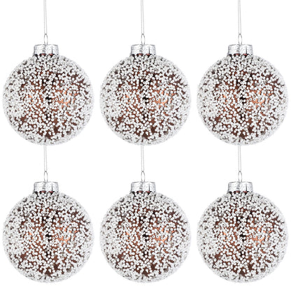 Soulchen 6 Pcs Vintage Metallic Glass Christmas Tree Ornaments 3.15in Brown