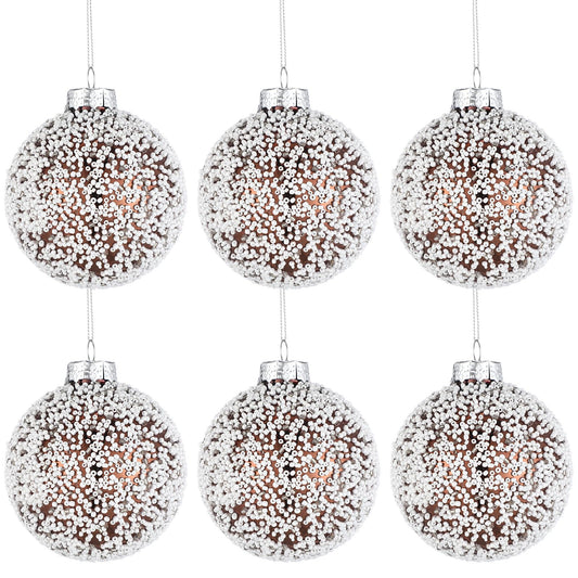 Soulchen 6 Pcs Vintage Metallic Glass Christmas Tree Ornaments 3.15in Brown