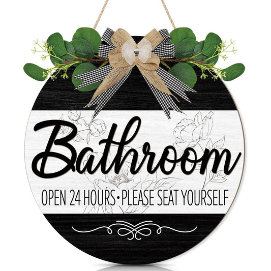 CHDITB Summer Bathroom Wooden Sign Tropical Palm Tree 11.4x11.4 in Portrait