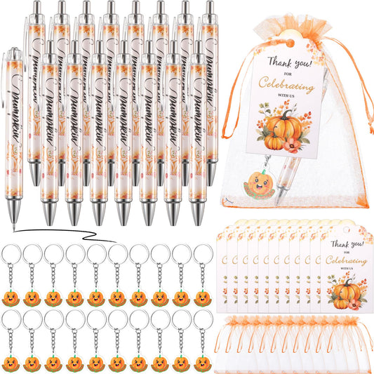 AmazingSpark 36 Sets Fall Baby Shower Favors Pumpkin Pens Keychains Orange