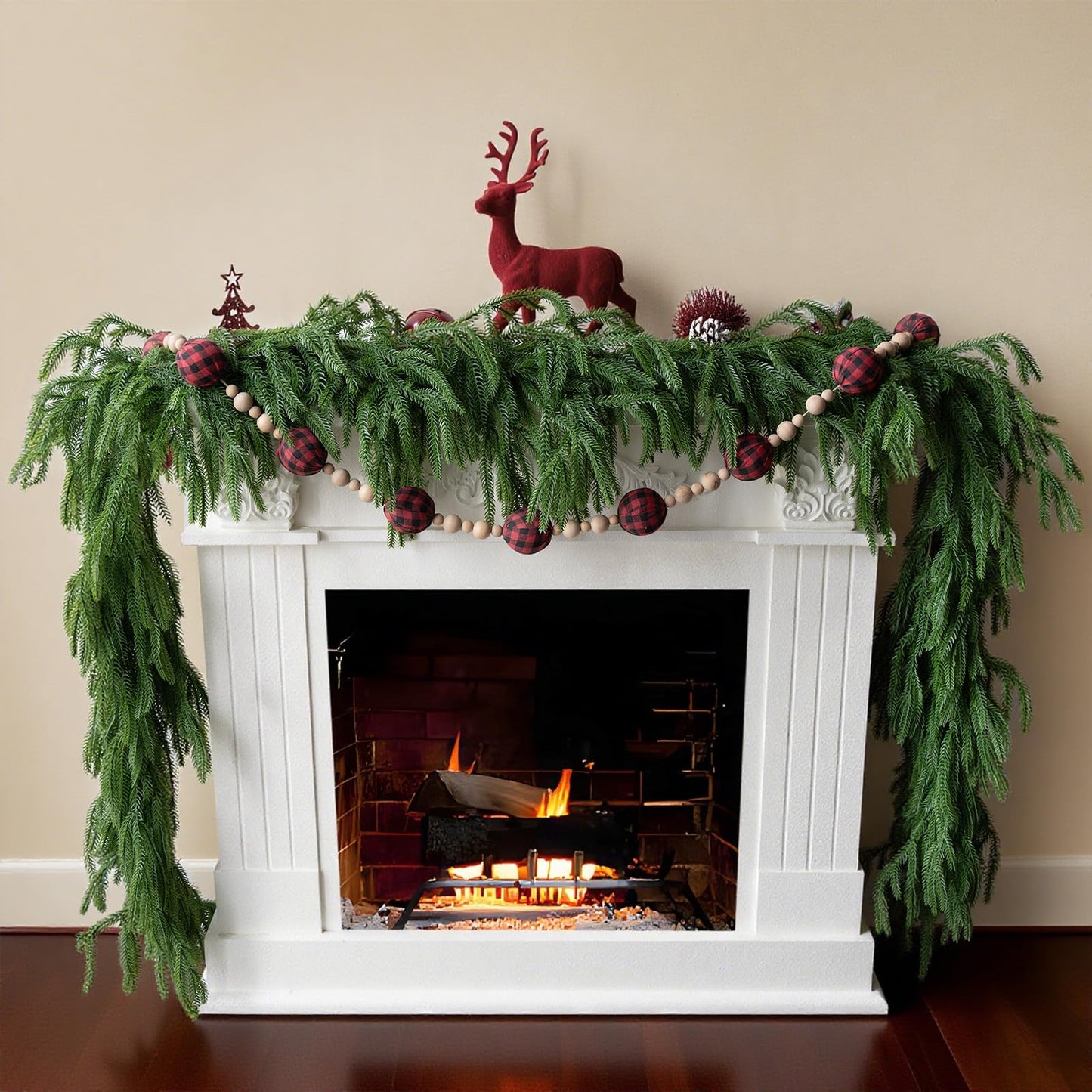 Gixie Home Artificial Norfolk Pine Garland 5Ft Green 2Pcs