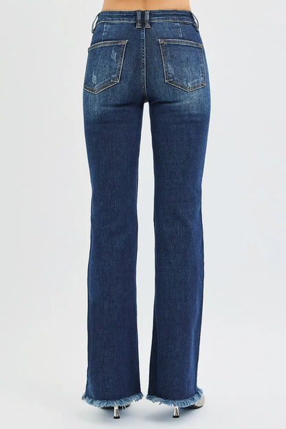 RISEN Full Size Tummy Control Mid Rise Flare Jeans Plus Size