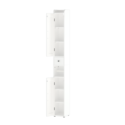 White Slim Tall Bathroom Storage Cabinet with Adjustable Shelves, 2 Doors Freestanding Cabinet for Small Spaces, Kitchen, Living Room, MDF Material, 67.51 inches High