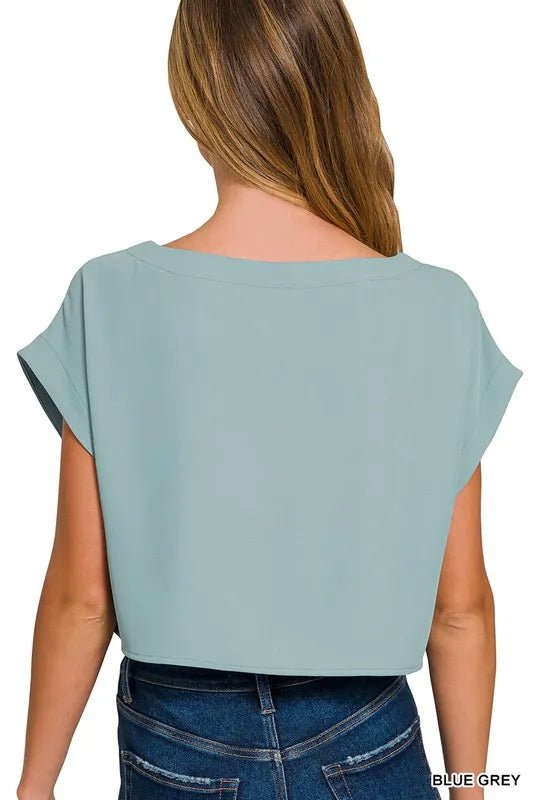 Zenana Heavy Woven Span Crop Tee & Skirt Set