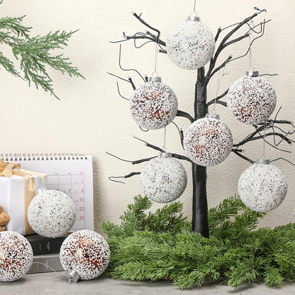 Soulchen 6 Pcs Vintage Metallic Glass Christmas Tree Ornaments 3.15in Brown