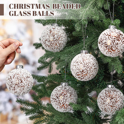 Soulchen 6 Pcs Vintage Metallic Glass Christmas Tree Ornaments 3.15in Brown