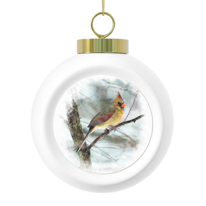 Northern Cardinal Female Painterly - Christmas Ball Ornament