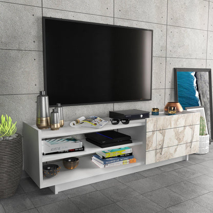 Valantina 55” Wide TV Stand & Media Console with A Cabinet & Shelves for TVs up to 63"