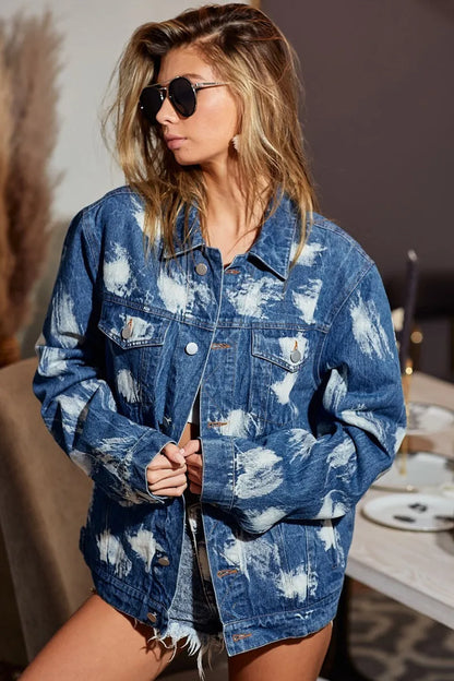 BiBi Washed Tie Dye Denim Jacket