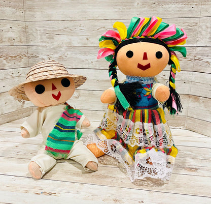 2 Set Rag Mexican Couple Lele Dolls 12 Inches Pareja de Leles Muñecas  Artesanales Mexicanas 12 Pulgadas