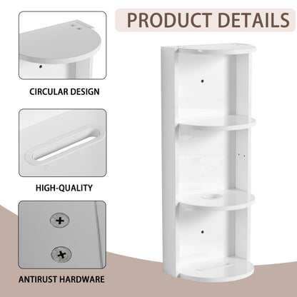 Glossy White 12' Bathroom Wall-Mounted Storage Rack with Float Mounting Design, Durable Plywood