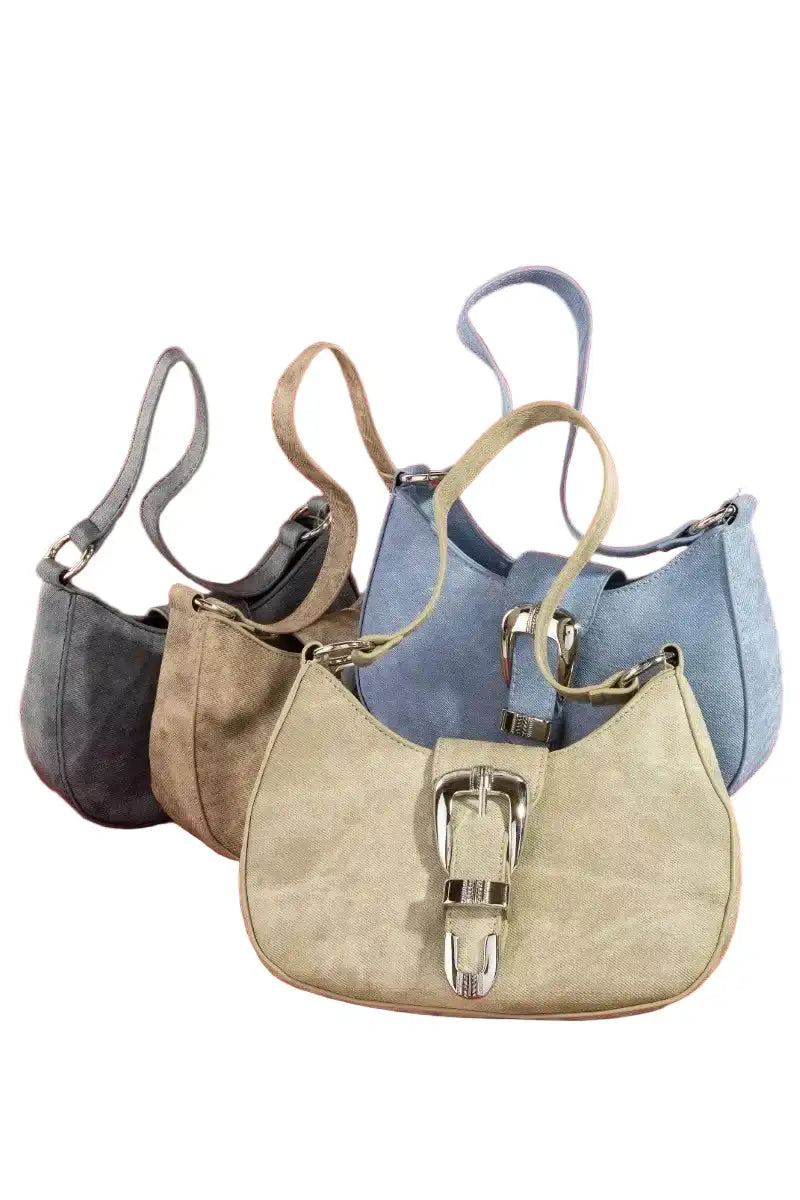 Fame Buckle Detail Hobo Shoulder Bag