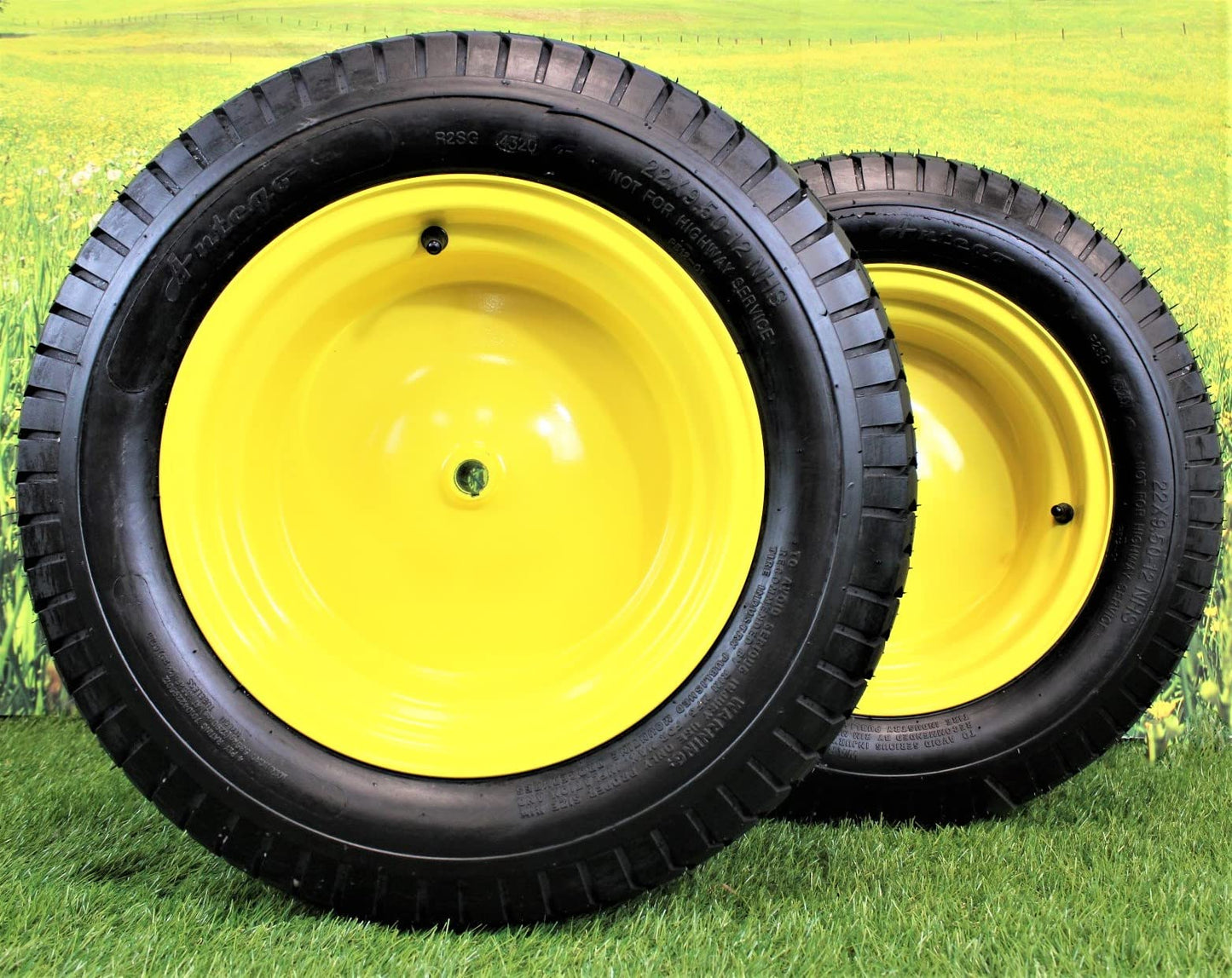 22x9.50-12 4 Ply Turf Tires & Wheels for John Deere Lawn & Garden Mower Turf Tires (Set of Two)