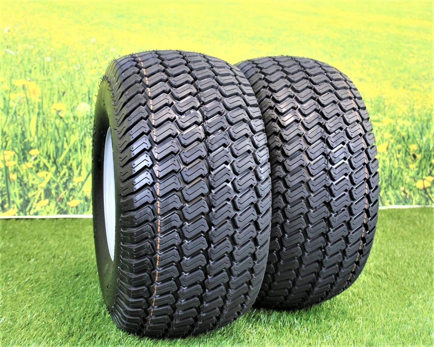20x10.00-8  4 Ply Turf Tires with 8x7 Wheels  Lawn & Garden Mower and Golf Cart (Set of 2)