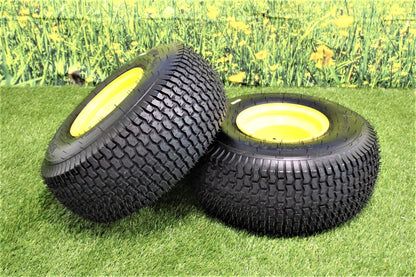 20x8.00-8 4 Ply Tires with 8x7 John Deere Yellow Wheels for Lawn & Garden Mower Turf Tires (Set of 2)