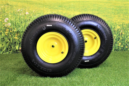 20x8.00-8 4 Ply Tires with 8x7 John Deere Yellow Wheels for Lawn & Garden Mower Turf Tires (Set of 2)