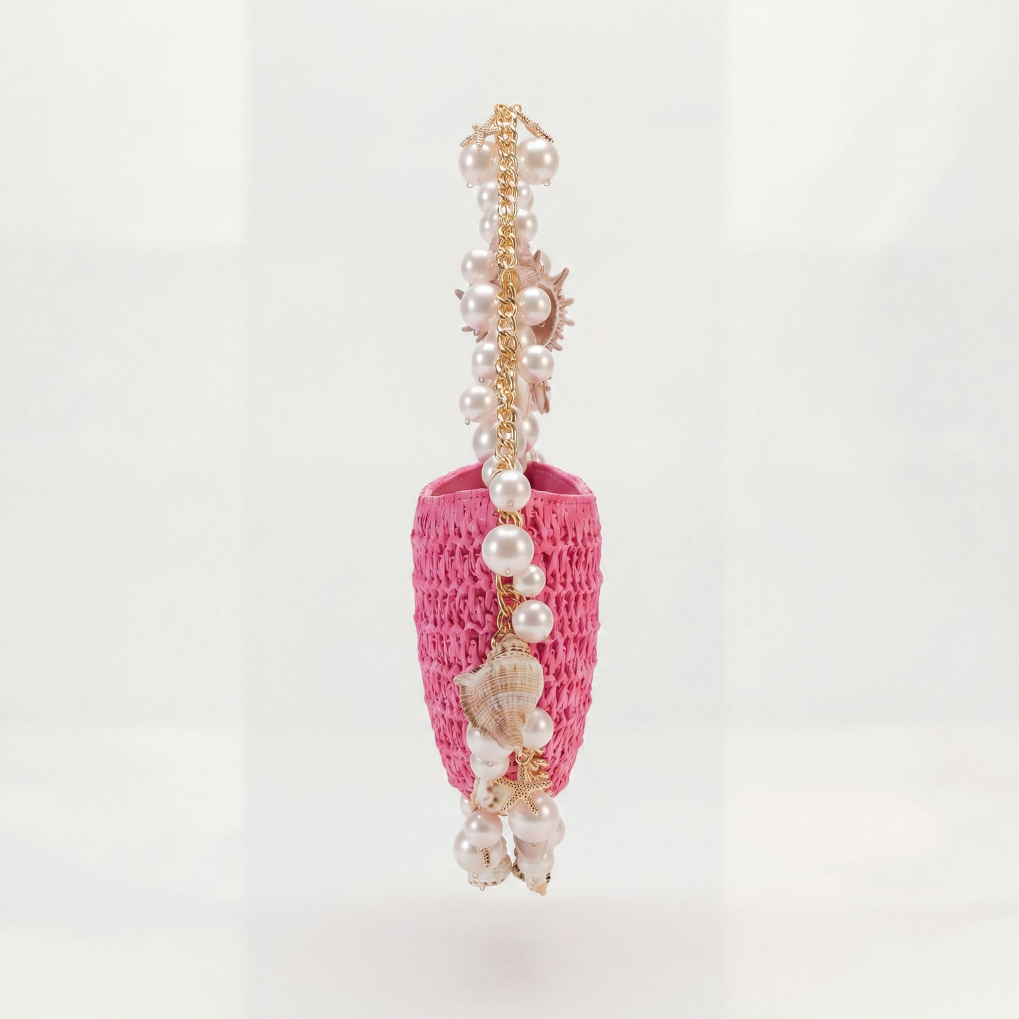 Mini Raffia Shell Bag - Pink Sands