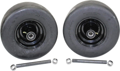 13x6.50-6 Semi-Pneumatic Flat Free Smooth with 6x4.5 Black Wheel (Set of Four)