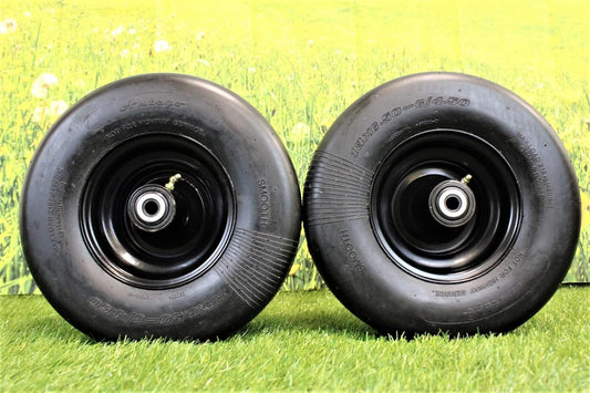 13x6.50-6 Semi-Pneumatic Flat Free Smooth with 6x4.5 Black Wheel (Set of Two)
