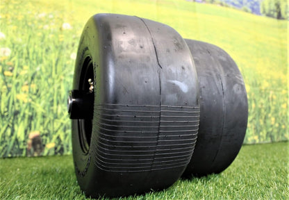 13x6.50-6 Semi-Pneumatic Flat Free Smooth with 6x4.5 Black Wheel (Set of Four)