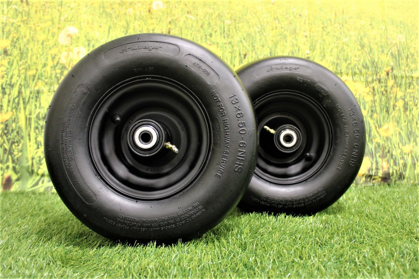 Antego Tire & Wheels - OEM Match or Greenworks 3420072337 13x6.50-6 Tire Wheel Assembly (Set of 2) | Fits Greenworks Crossover 42"…