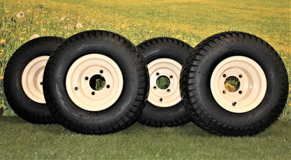 (Set of 4) Beige/Tan Steel Wheels with 18x9.50-8 4 Ply Turf Tires for Golf Cart and Lawn and Garden Equipment