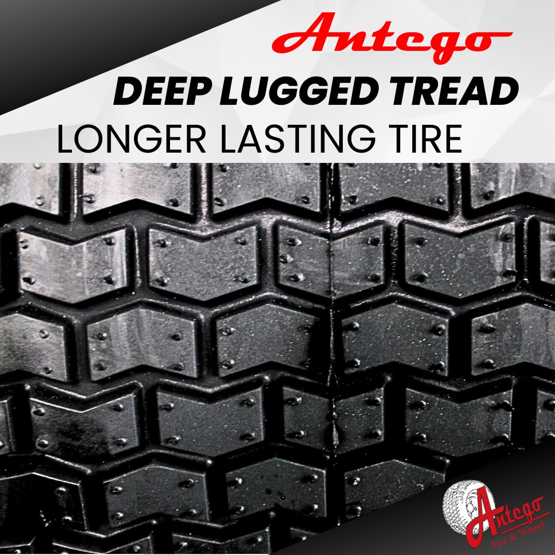 20x10.00-8 Tires with 8x7 John Deere Yellow Wheels 2 Ply for Lawn & Garden Mower Turf Tires (Set of 2)