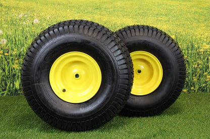 20x10.00-8 Tires with 8x7 John Deere Yellow Wheels 2 Ply for Lawn & Garden Mower Turf Tires (Set of 2)