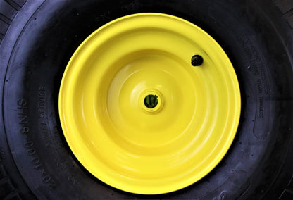 20x10.00-8 Tires with 8x7 John Deere Yellow Wheels 2 Ply for Lawn & Garden Mower Turf Tires (Set of 2)