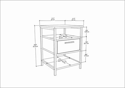 Alba Nightstand Side Table with Metal Frame