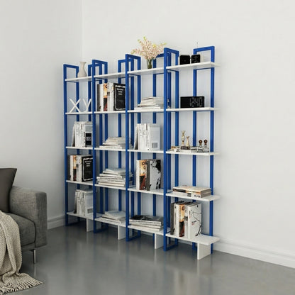 Alice 71" Tall Metal Manufactured Wood Bookcase | Corner Bookcase