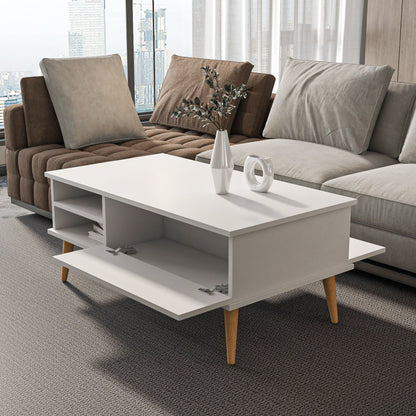 Como 47" Modern Coffee Table with Hidden Compartment and Open Shelves